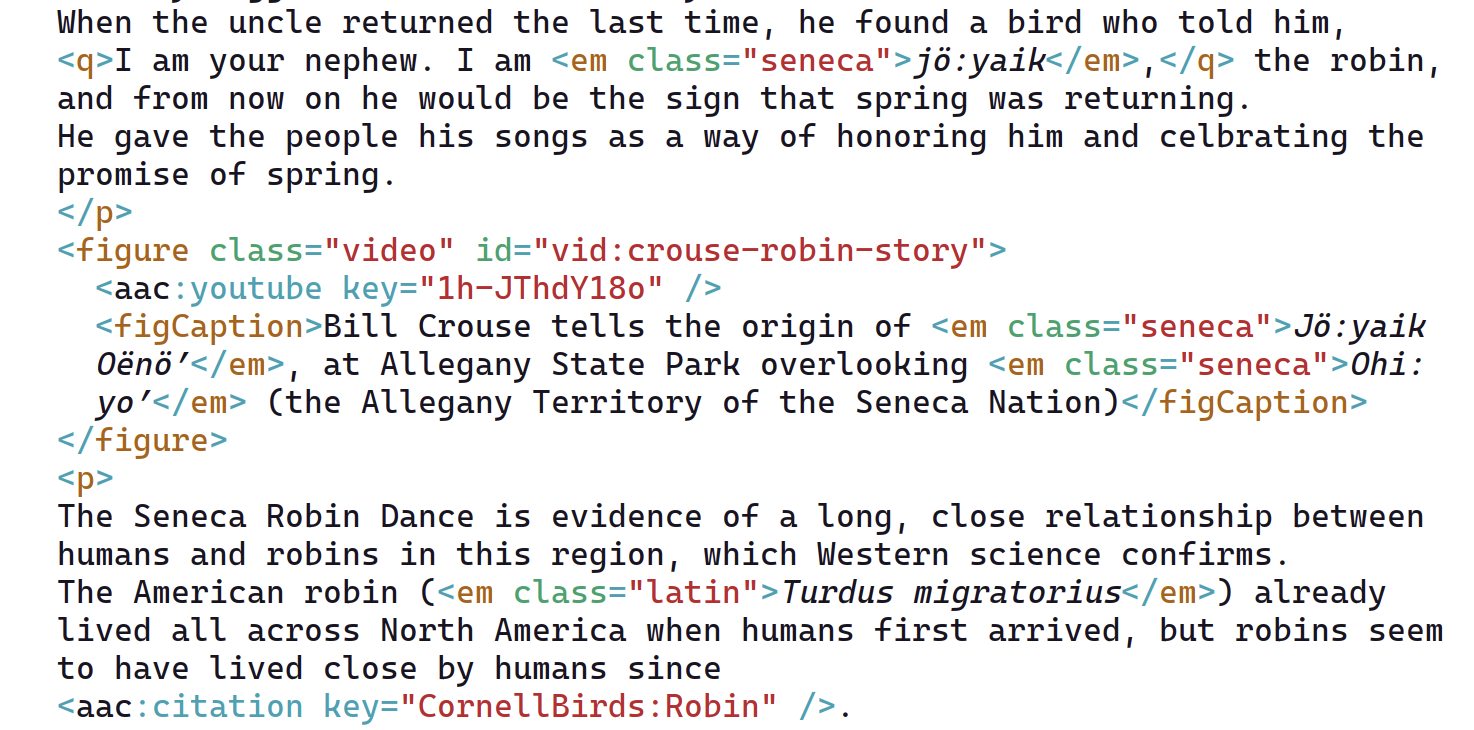 Snippet of XHTML source code